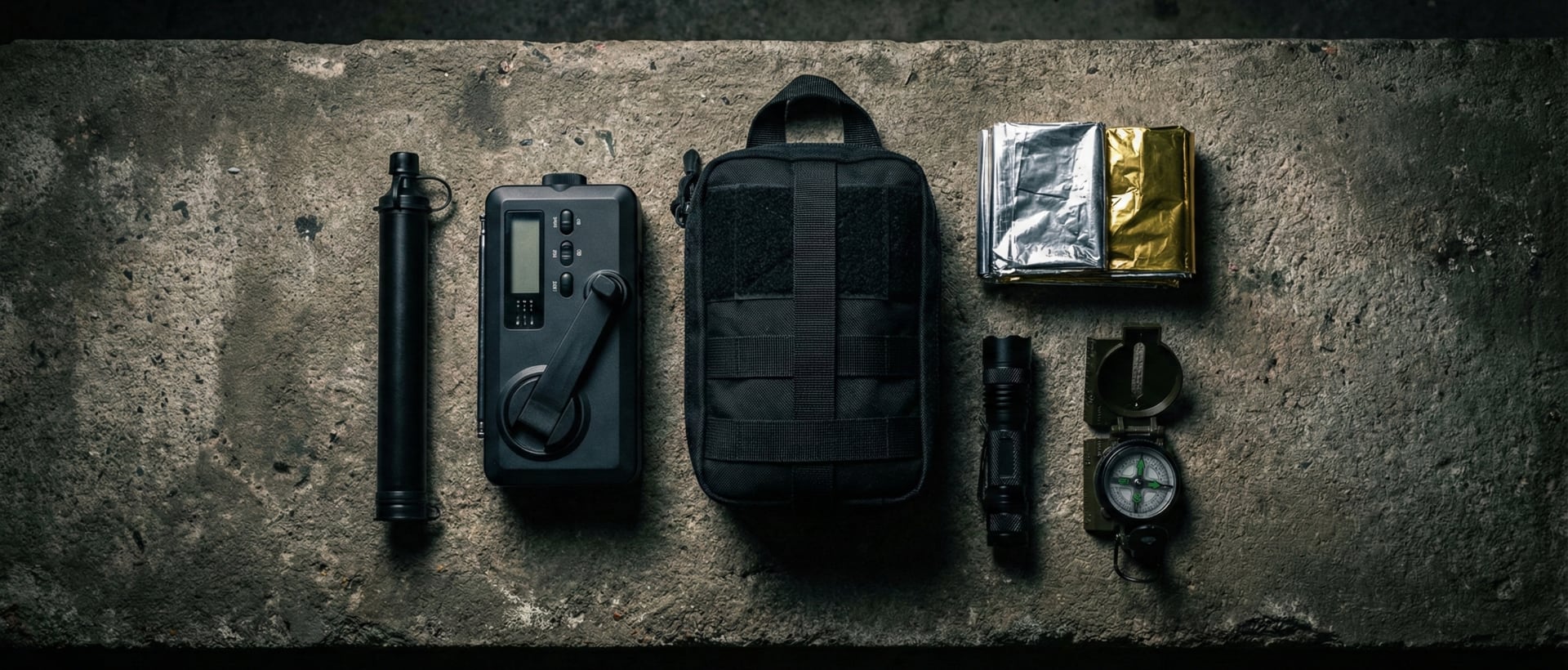 Tactical Survival Kit Flatlay